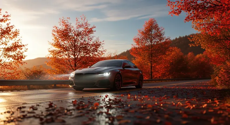 Autumn Drive – Scenic Car Wallpaper 4K