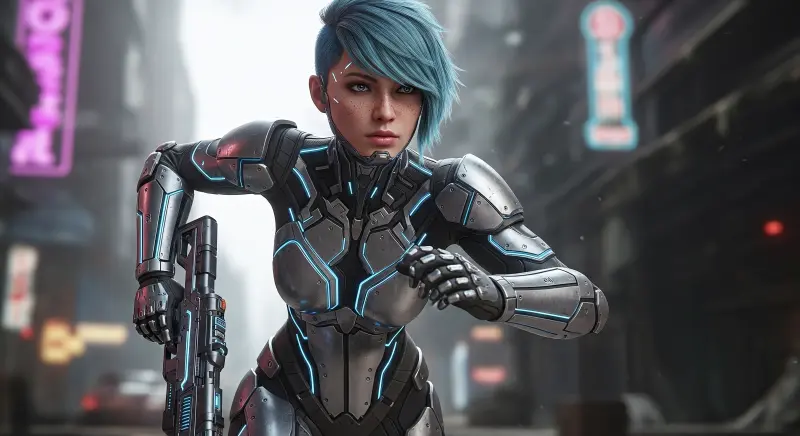 Neon Vanguard – Cyberpunk Female Operative 4K