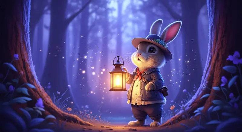 Forest Rabbit with Lantern 4K