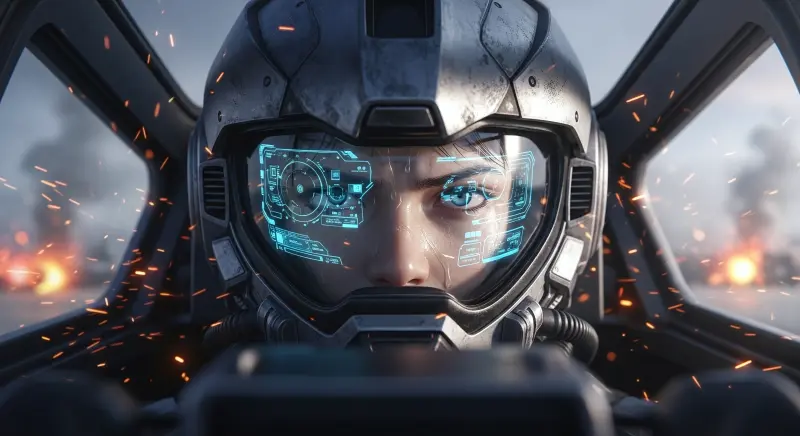 Sci-Fi Pilot Helmet 4K