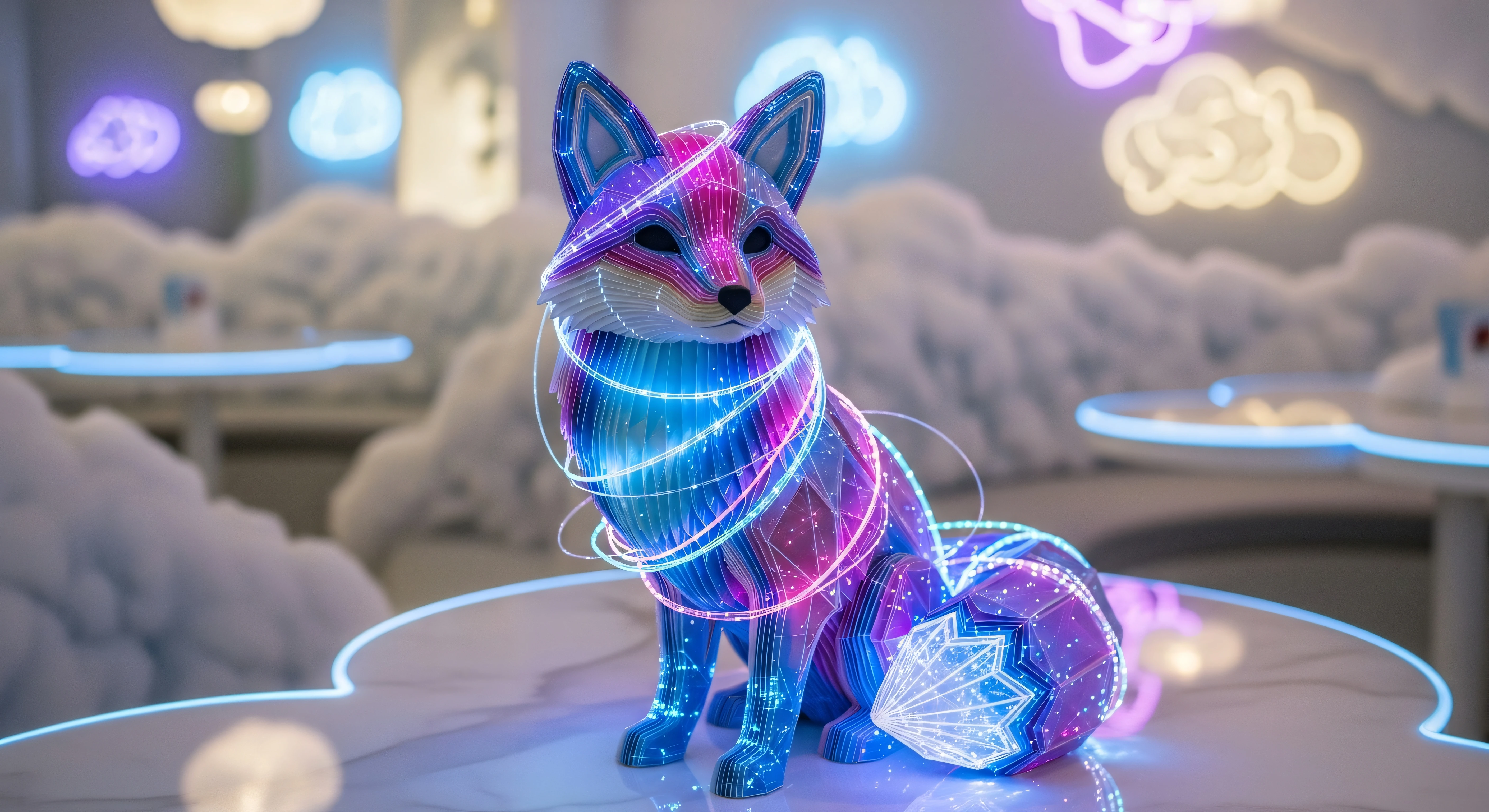 Neon Light Dog Figure 4K