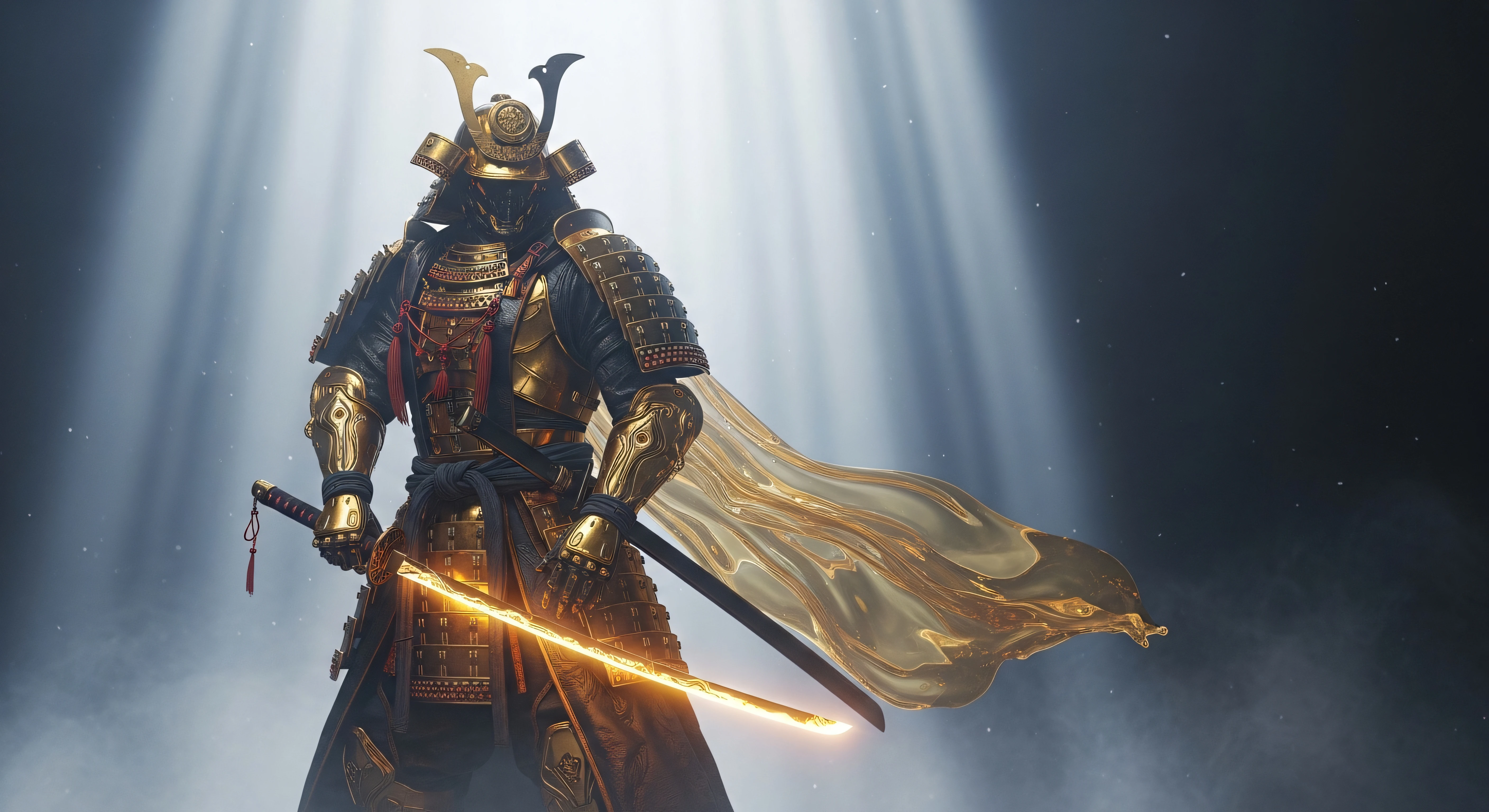 Samurai with Light Katana 4K