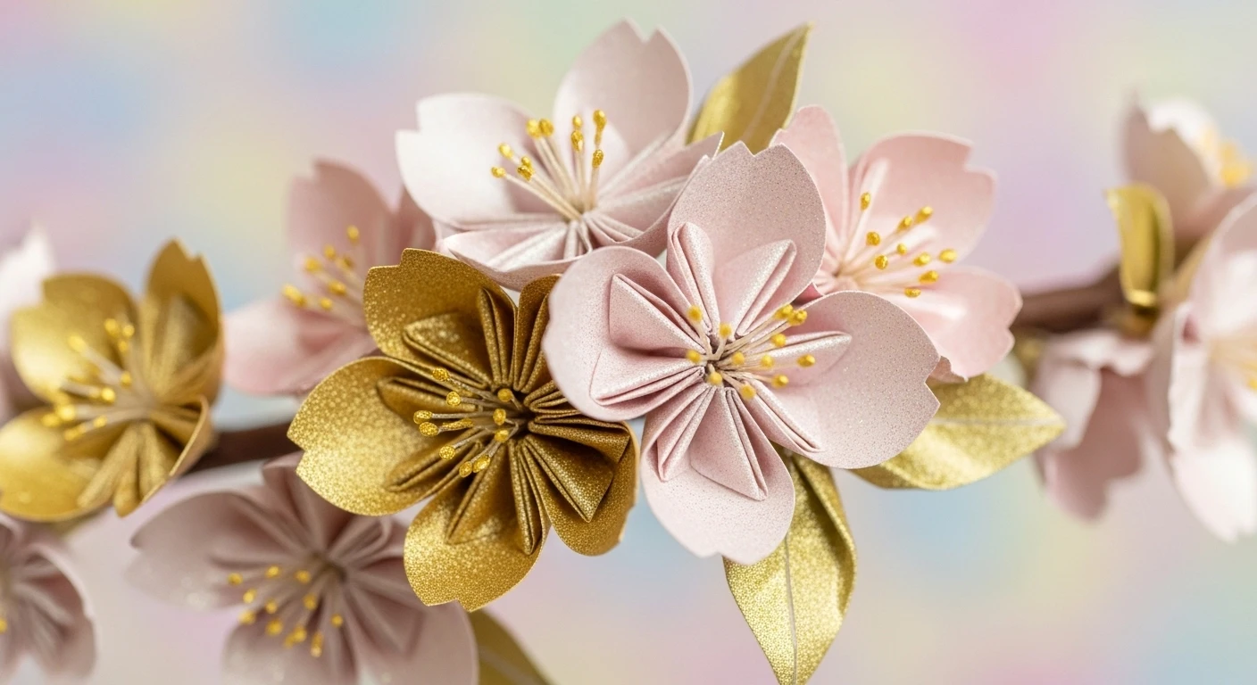 Elegant Paper Craft Flowers in Pastel Tones 4K