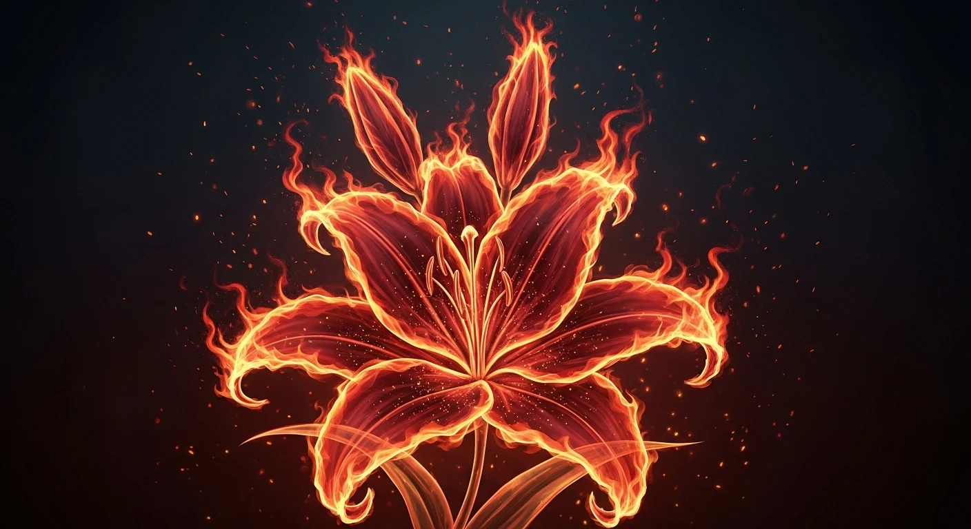 Exotic Fire Lily Formed by Flames 4K
