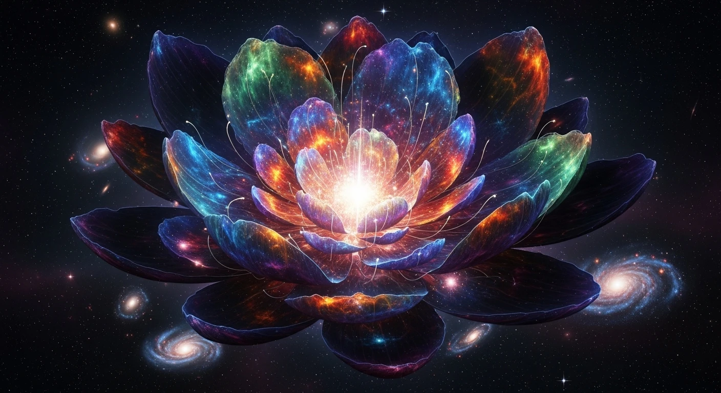 Galactic Nebula and Cosmic Crystal Flower 4K