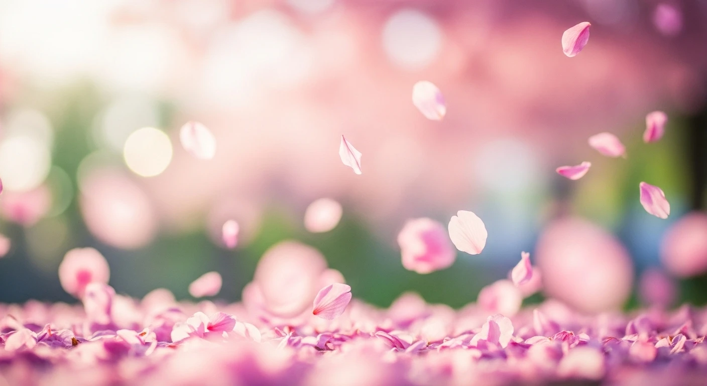Pink Cherry Blossom Petals Floating in Wind 4K