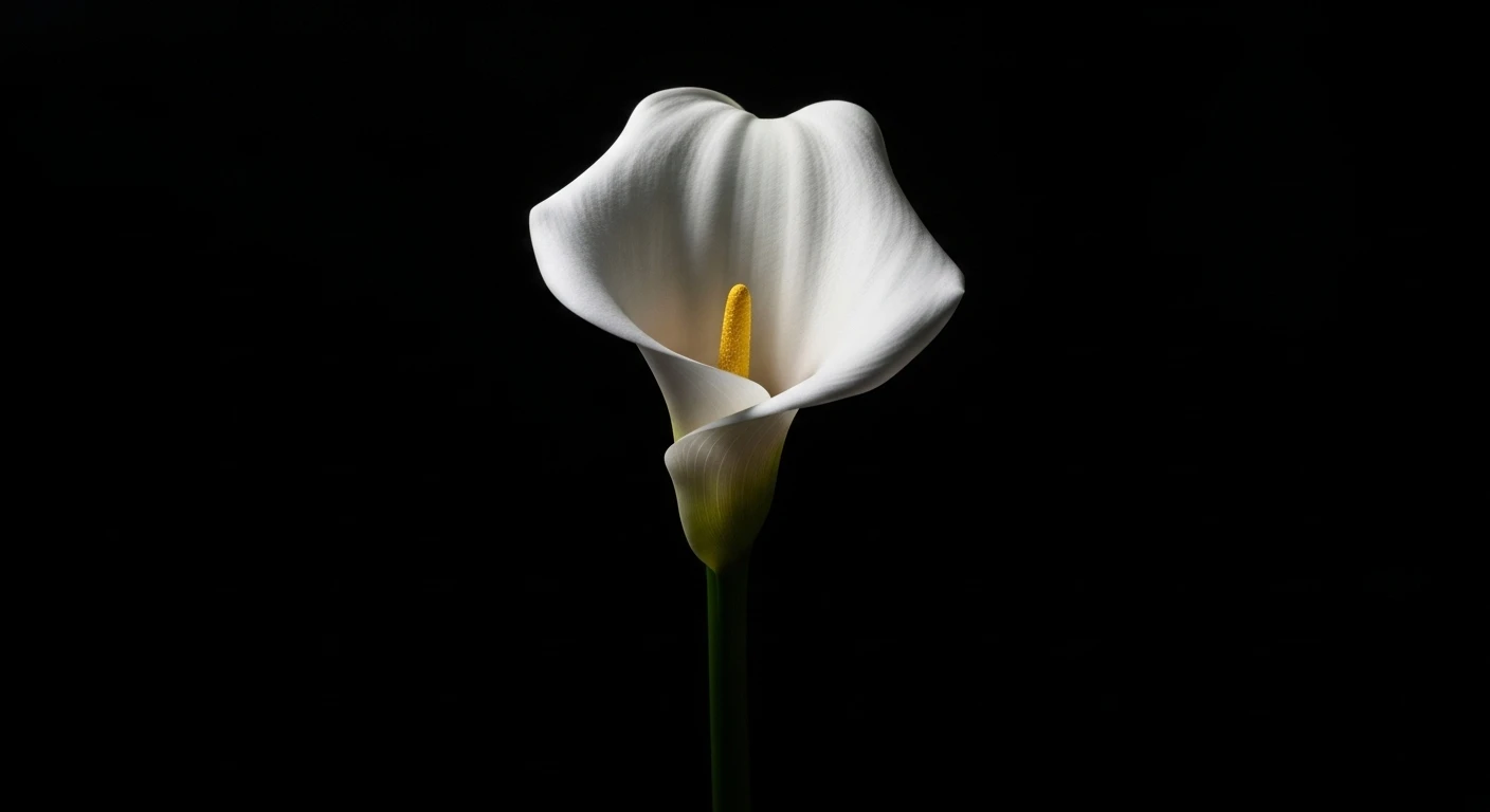Elegant White Calla Lily on Black Background 4K