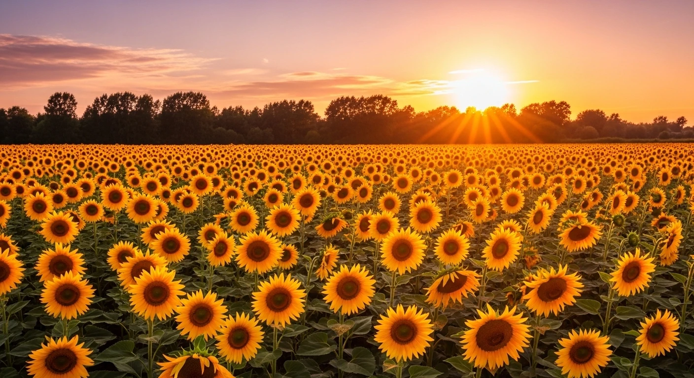 Endless Sunflower Field at Sunset 4K