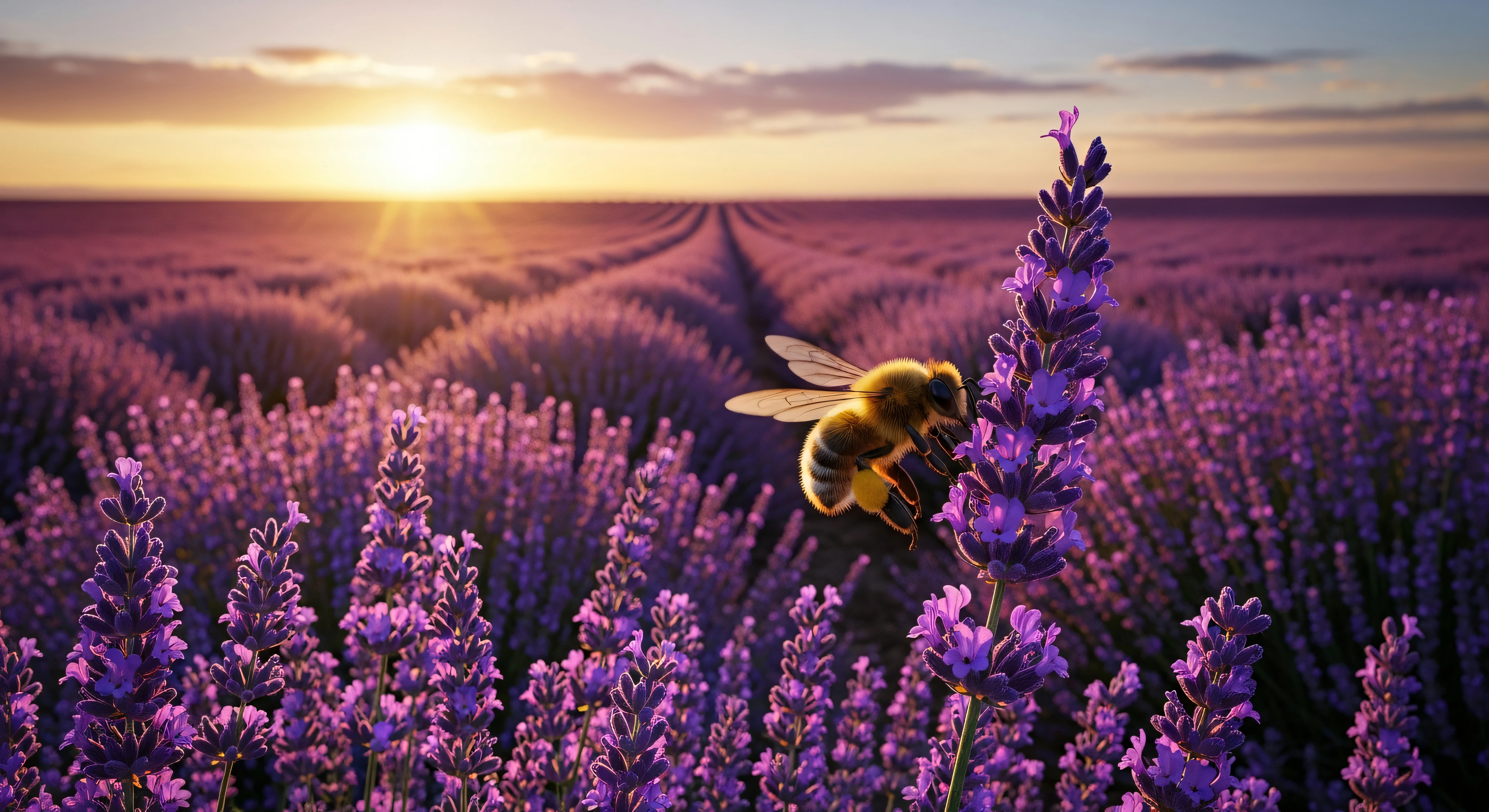Lavender Field at Sunset 4K