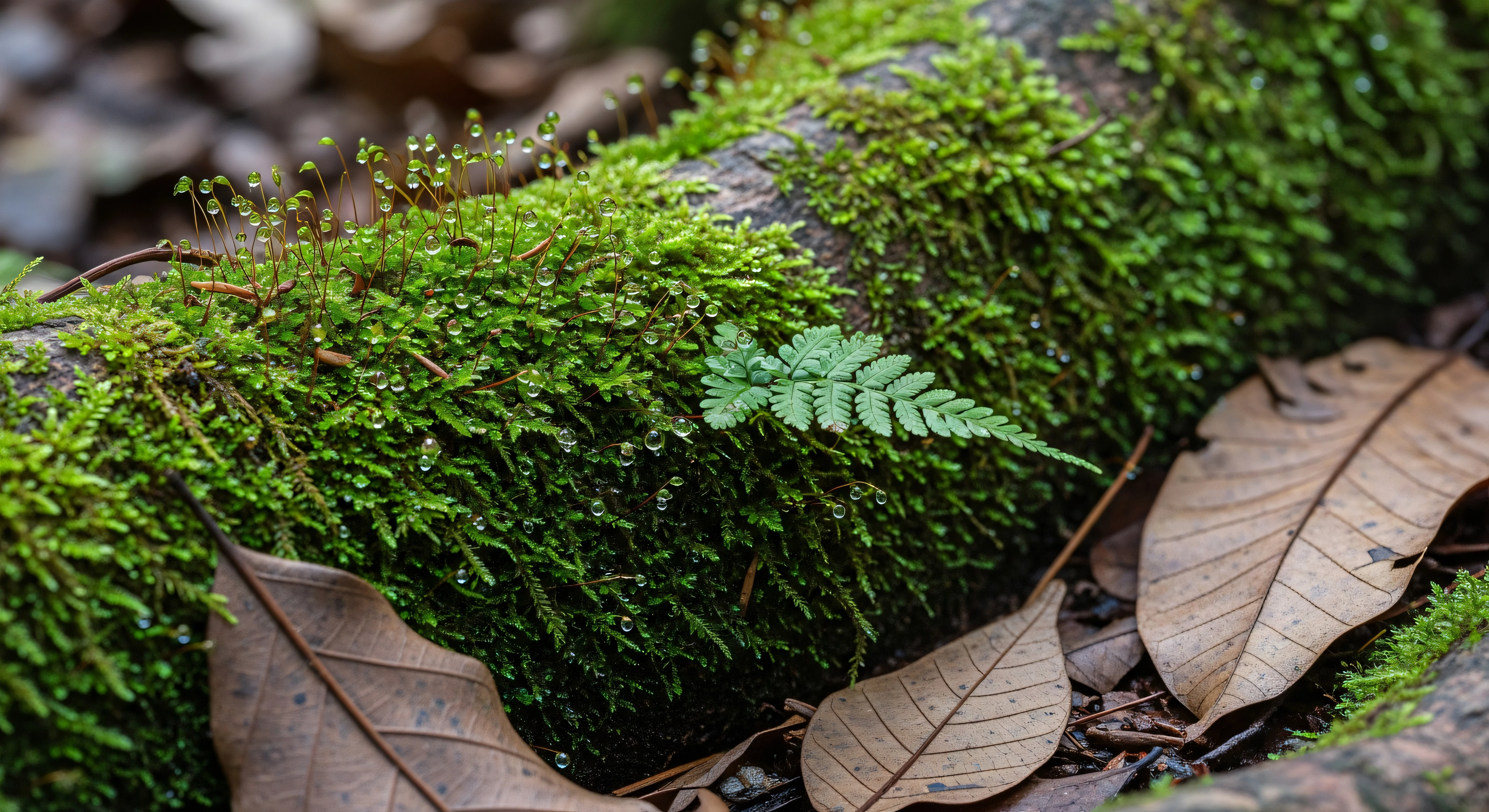 Mossy Tree Branch Macro 4K